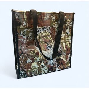 No Brand Vintage Brown Dog Faces Tote with Coin Pouch